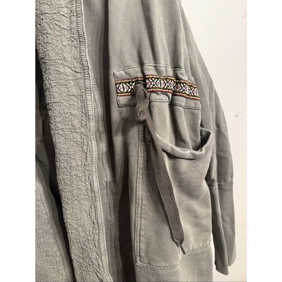 Free People Green Studio City Oversized Utility Hooded Cardigan Jacket Large - Picture 3 of 6